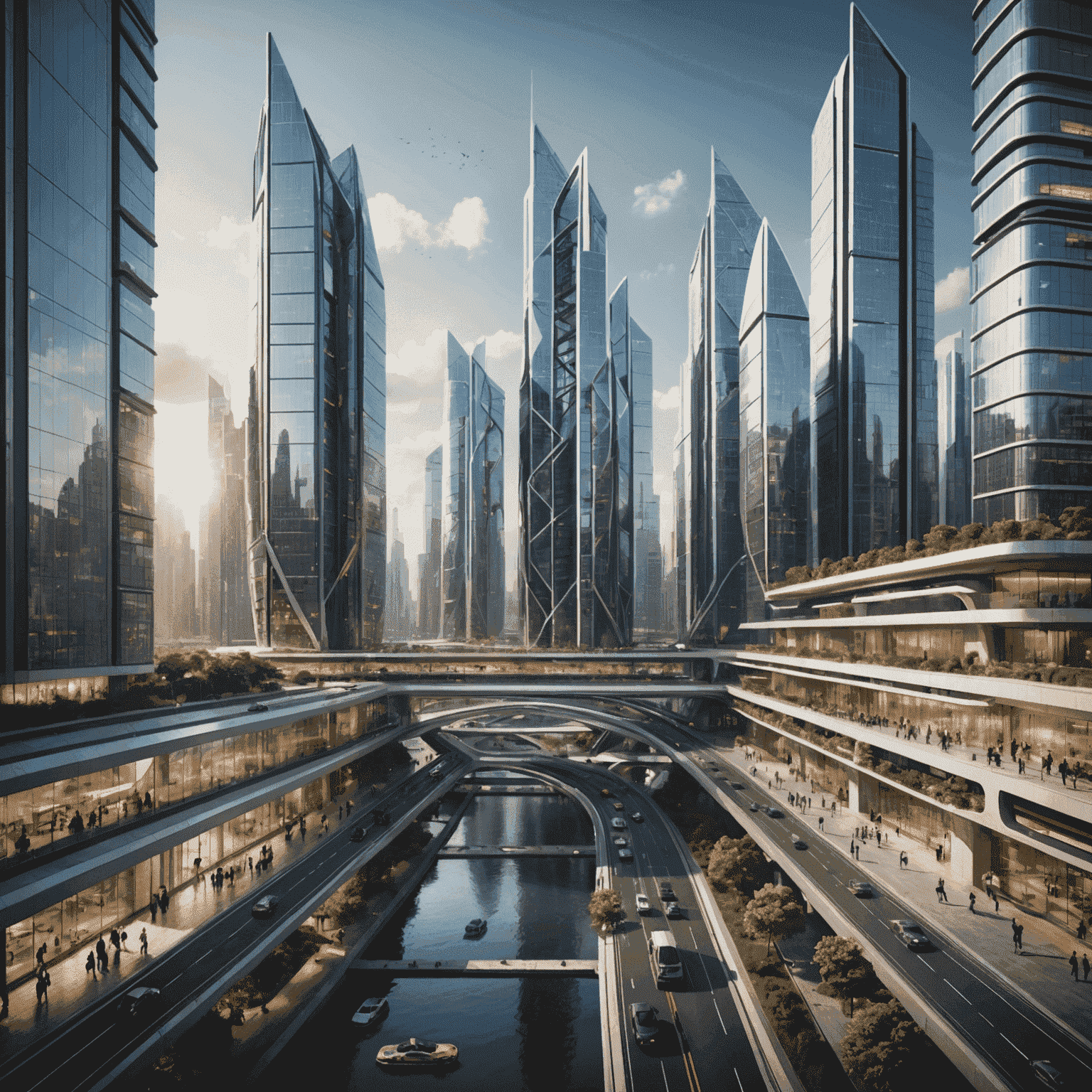 A futuristic cityscape with advanced technology integrated into buildings and infrastructure, symbolizing the top technology trends to watch out for in 2024.